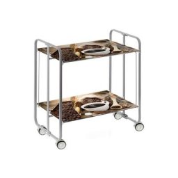 Don Hierro - Table roulante pliante bauhaus, 2 plateaux, châssis gris aluminium. - 41