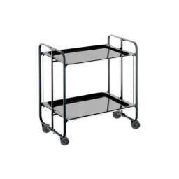 Don Hierro - Table roulante pliante bauhaus, 2 plateaux, châssis noir - Noir