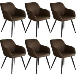 Tectake - 6 Chaises Marilyn tissu - Chaise, chaise de salle à manger, chaise de salon - brun