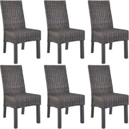 Chaises à manger lot de 6 marron rotin Kubu et bois de manguier Vidaxl Marron