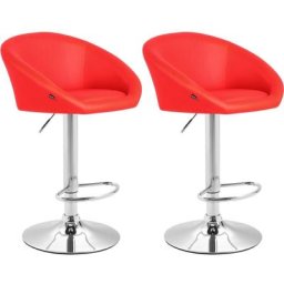 Lot de 2 tabourets de bar Miami V2 similicuir rouge