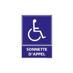 Signaletique.biz France - Panneau Sonnette d'appel Rampe d'accès (L0950) - Adhésif - 150 x 210 mm