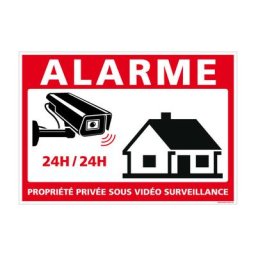 Panneau Alarme Propriété Privée sous Vidéo Surveillance 24h/24. G1650. Sticker, panneaux pvc ou