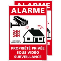 Signaletique.biz France - Panneau Alarme - Propriété Privée sous Vidéo Surveillance 24h/24 avec