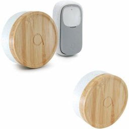 Lot de 2 Carillons écologique et 1 bouton sans fil sans pile Bamboo -