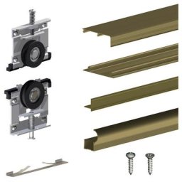 Kit slid'up 220 aluminium anodisé bronze pour 2 portes de placard coulissantes 18 mm - rail 1,8 m