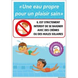 Signaletique.biz France - Panneau piscine eau propre pour un plaisir sain. Interdiction de baignade