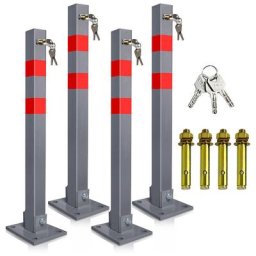 Barrière de parking Poteau de délimitation 65cm Pliable Poteau de guidage Borne 4X - Gris - Swanew
