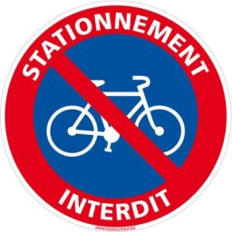 Signaletique.biz France - panneau stationnement interdit aux velos (L1009) - Adhésif - Diamètre 250