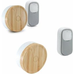 Lot de 2 Carillons écologique et 2 boutons sans fil sans pile Bamboo -