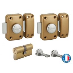 Thirard - Lot 2 verrous de porte d'entrée Capital, bouton 45 mm + cylindre profilé hg 30x30 mm, 6