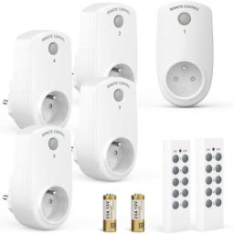 Lot de 5 Prise Programmable Électrique, Prise Télécommandée sans Fil avec 2 Télécommandes 2 Piles