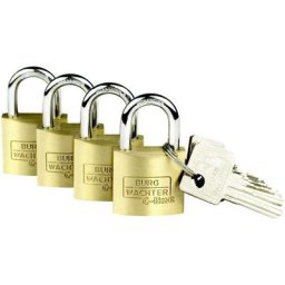 Cadenas avec serrure à clé Burg Wächter 4er Set Set Quadro 222 40 sb laiton 4 pc(s) - laiton
