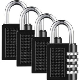Cadenas à Combinaison de 4 Chiffres 4 Pack Cadenas à Code Rrure à Combinaison Robuste pour Familles