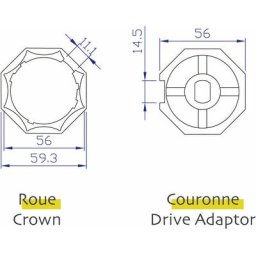 Avosdim - Adaptations moteur Axe octognal Ø60mm - pour Moteur ø45mm