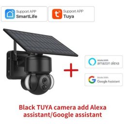 Camera solaire sans fil TUYA WiFi 1080P avec batterie Detection de mouvement PIR Peut etre