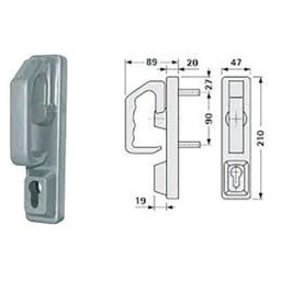 Module douverture PR2E pour serrure modèle 89 poignée rotative et trou de cylindre - Gris aluminium