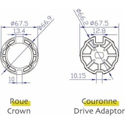 Avosdim - Adaptations moteur Axe ogive Ø70mm - pour Moteur Ø45mm