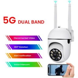 Camera de Surveillance Exterieure ip WiFi 2.4 + 5G hd 1080P Zoom x4 Suivi Humain Vision Nocturne