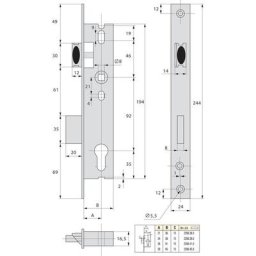 Assa Abloy - Serrure 1 point pour profil étroit pêne dormant demi-tour 36 mm - stremler - 2260.36.0