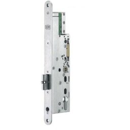 Serrure de Porte Electrique Inox à Encastrer Axe 50 mm cylindre europeen Reversible