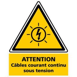 Signaletique.biz France - tiquette câbles courant continu sous tension photovoltaïque. (C1207).