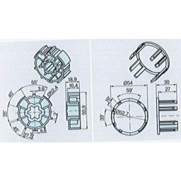 Adaptateur pour moteur standard - Modele : zf 54 - Diam moteur : 45 - Diamètre tube : 54 Becker