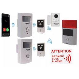 Ultra Secure - Kit 2 anti-squat 100% sans-fil autonome gsm 3G - 3 détections + 4 sirènes +