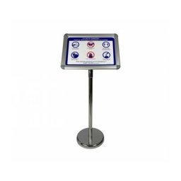 Interface Plv - Porte menu extérieur en aluminium gris avec affiche A3 'gestes barrières' - Gris