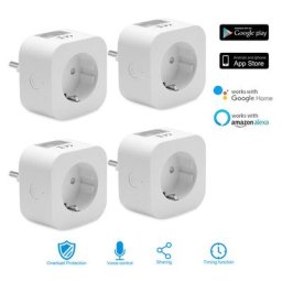 Einfeben - 4X Prise intelligente Smart Plug wlan 16A pour Google Home Socket Timer Wifi - Blanc