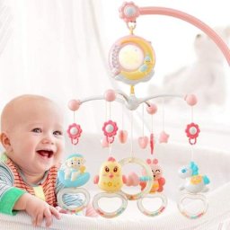 Bébé Mobile de Berceau Musical avec Projecteur de Fonction de Synchronisation et Lumières,Hochets