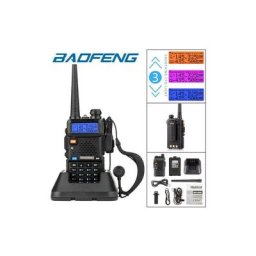 Baofeng 1.5' lcd 5W 144~146MHz / 430~440MHz Dual Band Walkie Talkie avec 1 lampe de poche led Noir