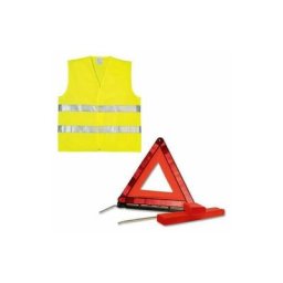 Kit Sécurité Routière obligatoire pour voiture : Triangle Signalisation R27 EN11 + Gilet