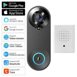 Tuya sonnette video intelligente 1080P, interphone video WiFi, camera Audio bidirectionnel,