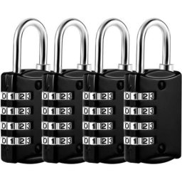 Lot de 4 Cadenas Code de 4 Chiffres, Petit Cadenas Casier College Cadenas a Code Valise Avion en