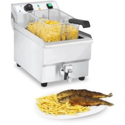 Friteuse En Acier Inoxydable Gastronomie Zone Froide Friteuse Électrique 10L - Noir, Blanc, Argent
