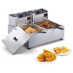 VEVOR Friteuse Electrique Commerciale 2 Cuves de 12 L 5000 W Friteuse a Huile en Inox avec 2