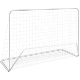 True Deal - But de football avec filet 182x61x122 cm Acier Blanc