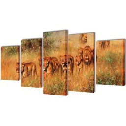Set de toiles murales imprimées Lions 100 x 50 cm vidaXL - N/A