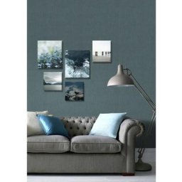 Set de 5 toiles imprimées Nature Bleue 80 x 60cm Bleu, Gris - Bleu, Gris
