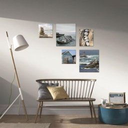 Set de 5 toiles Imprimées Plage 80 x 60cm Bleu - Bleu