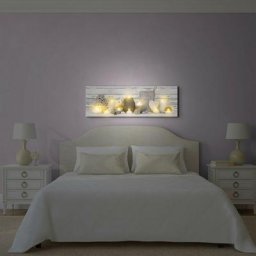 Toile à led Bougies et galets 90 x 30cm Gris, taupe - Gris