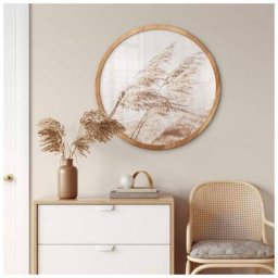 Cadre photo rond en bois pour poster 50cm ø mdf Cadres au bois Naturel Verre acrylique rond - brun
