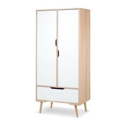 Armoire Sofie 2 portes + 1 tiroir - Beige et blanc - H 180 x L 60 x P 50cm - Livraison gratuite