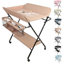Portable Table à Langer Pliable pour Bébé, Table à Langer avec Panier de Rangement à Côté, Hauteur