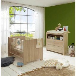 Chambre bébé Duo : Lit 70 x 140 cm + Commode a langer olivia - Chene Trend Team