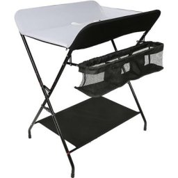 Table à Langer Pliante avec Panier de Rangement pour Nouveaux-Nés Chambre Bébé - Noir-blanc