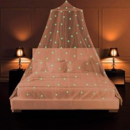 Moustiquaire de Lit Auvent de Lit Lumineuse Étoiles Ciel de Lit Grande Dome Moustiquaire lit Double