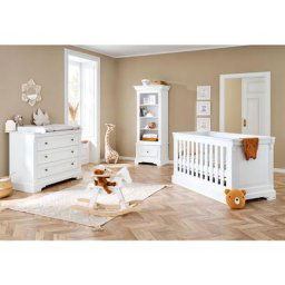 Set d'économie 'Emilia' large 2 pièces : lit de bébé évolutif et commode à langer large - blanc