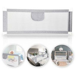 Barrière de Lit pour Enfant Barrière de Sécurité de Lit d'Enfant Polyester Gris Matériau: Tissu en